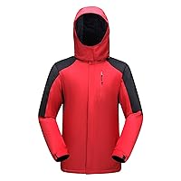 Women's Removable Hood Winter Thicken Raincoat Waterproof Ski Jackets Fashion Color Block Style Trench Coats