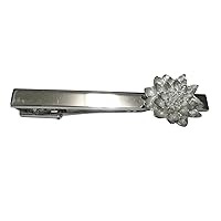 Silver Toned Water Lily Flower Tie Clip
