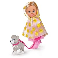 Simba Evi Love Rainy Walk 105733592 Doll in Rain Outfit with Rain Cape and Wellington Boots, with Cute Dog and Dog Lead, 12 cm Toy Doll, from 3 Years