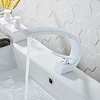 Faucets,Bathroom Sink Basin Faucet Deck Mount Bright Orange Washing Basin Mixer Water Taps Hot Cold Water Crane Mixers/White