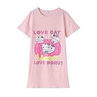Vopmocld Big Girls' Cute Happy Cat Sleepwear Short Sleeve Summer Soft Nightgown