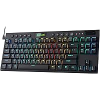 Redragon K622 Horus TKL RGB Mechanical Keyboard, Ultra-Thin Designed Wired Gaming Keyboard w/Low Profile Keycaps, Dedicated Media Control & Clicky Blue Switch, Pro Software Supported