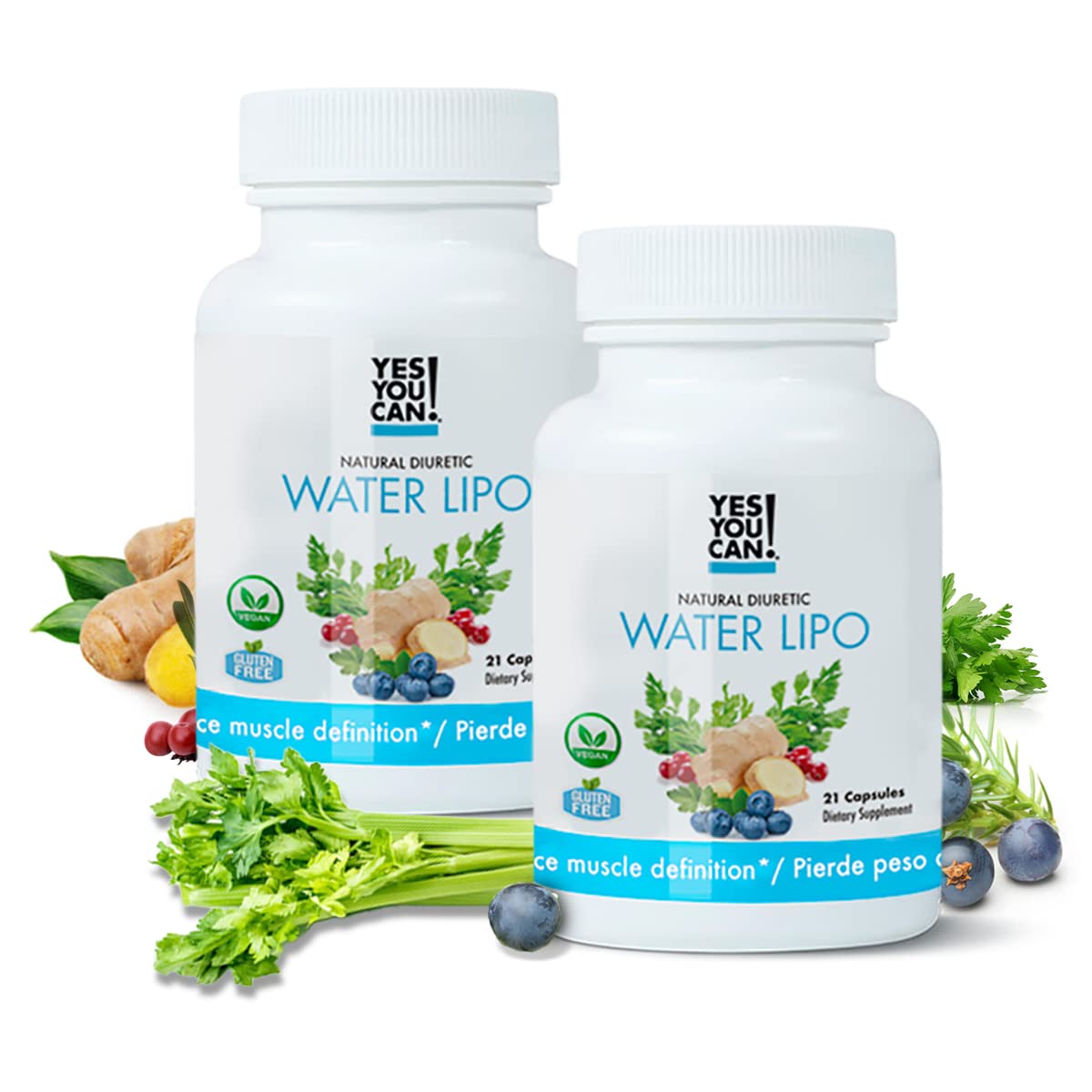 Yes You Can Natural Water Lipo Diuretic Cleanse with Electrolytes and Vitamins - Gluten-Free Supplement (21 Capsules)