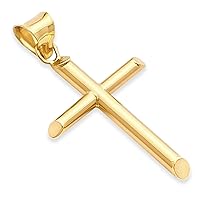 The World Jewelry Center 14k REAL Yellow Gold Religious Classic Cross Charm Pendant - 5 Different Size Available