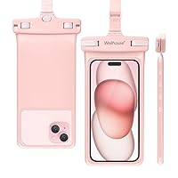 wellhouse Waterproof Phone Pouch, Waterproof Phone Case for iPhone 15 14 13 12 Pro Max XS Samsung, IPX8 3D Cellphone Dry Bag Beach Essentials Pink 1Pack 7.0