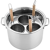Strainer 3 Holes Pasta Cooker Stainless Steel Pasta Pot and Insert Cookware, Included 3 Insert Strainer Basket, Home Kitchen Restaurant Cooking Tool Basket