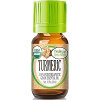 Healing Solutions Oils - 0.33 oz Turmeric Essential Oil Organic, Pure, Undiluted Turmeric Oil for Hair Diffuser Skin - 10ml