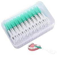 160Pcs Interdental Brushes Versatile Soft Polyvinyl Dental Picks Teeth Brush Portable Disposable Toothpicks Cleaning Brush Teeth Cleaning Care Tools(Green) Dental Floss