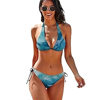 Swimsuit for Women Girl Sexy Ocean Life on Earth 2 Piece Wrap Beach Adjustable Strap Tie String