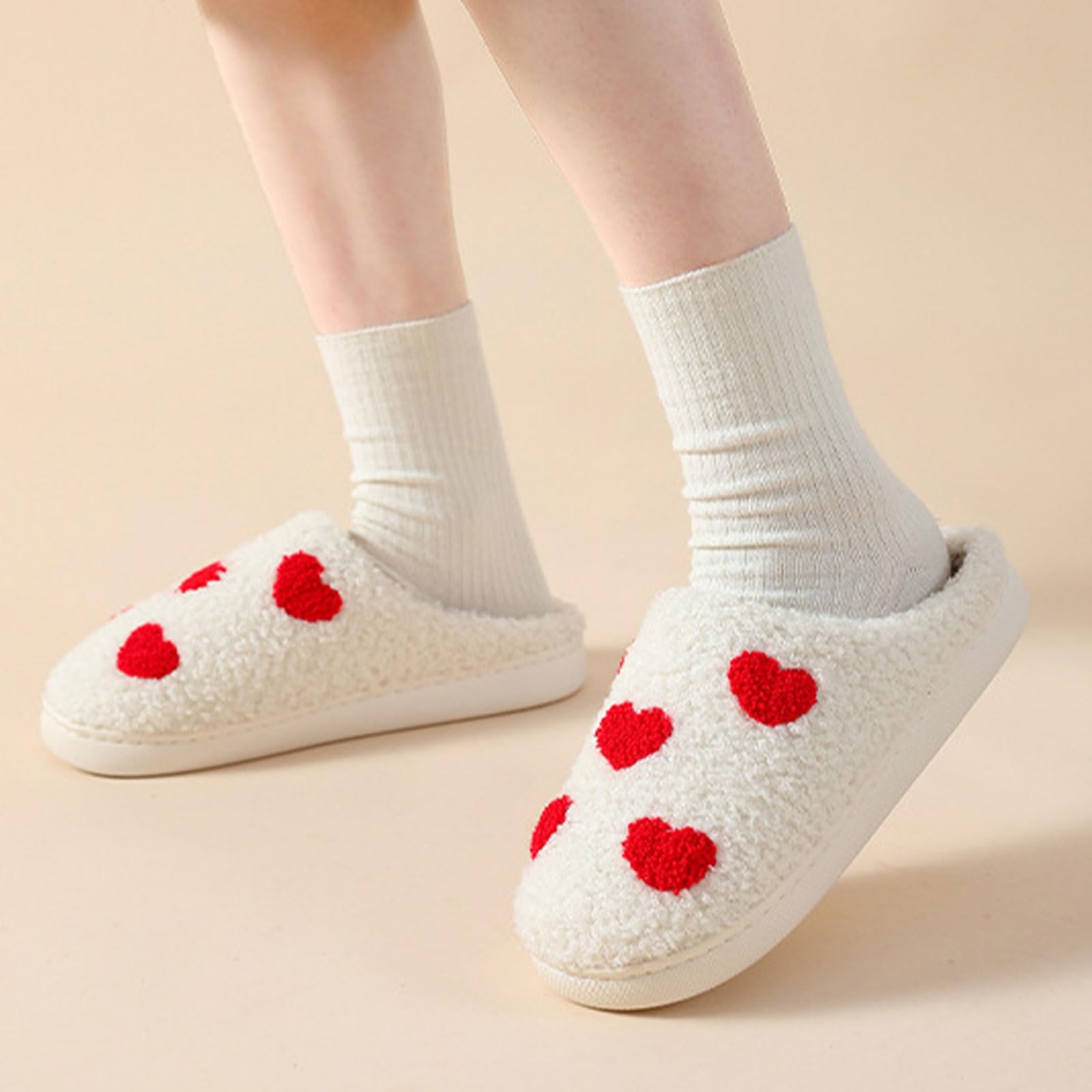 V OPXIN Meet Me At Midnight Slippers for Womens Mens Cute Slippers Cozy Plush Warm Slip-on House Shoes for Indoor and Outdoor Strawberry Mushroom Evil Eyes Love Heart Slippers Valentine's Day Gifts