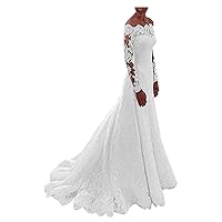 MllesReve Women's Off Shoulder Lace Wedding Dresses for Bride 2020