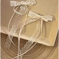 Lace Hair Bow Clips for Women White Lace Coquette Bows for Hair Cute Hair Ribbons for Women