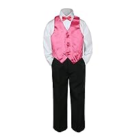 4pc Baby Toddler Kid Boy Party Suit Black Pants Shirt Vest Bow tie Set 8-20