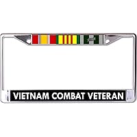 Vietnam Combat Veteran Chrome License Plate Frame