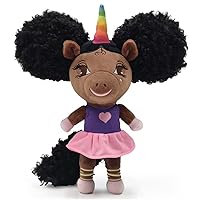 Bettina The Ballerina Unicorn Doll with Afro Puffs in Pink and Purple Doll - 12 inch