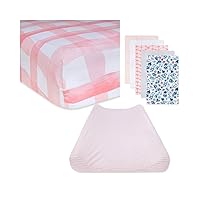 Burt's Bees Baby Unisex Baby Gift Set - Crib Sheet, Changing Pad Cover & Burp Cloths, 100% Organic Cotton Essentials Bundle