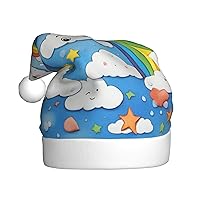 Rainbow Clouds Raindrop Christmas Hat, Winter Snow Beanie for Xmas Party, Ideal Christmas & New Year Gifts, Festive Holiday Hat for Adults