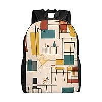 Mid Century Modern Backpack For Women Men Travel Laptop Backpack Rucksack Casual Daypack Lightweight Travel Bag