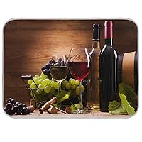 Red Wine Grape Floral Dish Drying Mat 18x24 for Kitchen Vintage Wooden Print Dishes Pad Dish Drainer Rack Mats Absorbent Fast Dry Elegant Kitchen Accessories