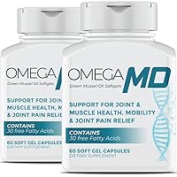 Omega Joint Support Supplement - Natural Muscle Support, Green Lipped Mussel Oil, Best Omega 3-6-9, 10x Better Than Omega 3 and Fish Oils, SoftGels, Drug-Free 120 Count (Pack of 2)