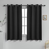 YGO 100 Percent Blackout Shade Curtains Thermal Insulated Grommet Window Treatment Panels 52 W by 63 L Solid in Black Set of 2