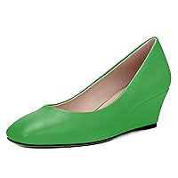 Women's Wedge Low Heels Square Toe Slip-on Comfortable Dress Pumps Shoes