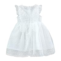 Toddler Girls Fly Sleeve Butterfly Lace Ruffles Sundress Dress Girls 1st Birthday Dress