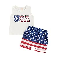 MoZiKQin Toddler Baby Boy 4th of July Outfit Sleeveless Stars Stripes Tank Top Shirt Shorts Fourth of July Clothes Set