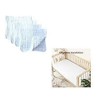 Muslin Burp Cloths and Fitted Stretchy Muslin Crib Sheets White