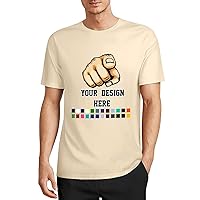 Custom Cotton T Shirt for Men, Customized Personalised Funny T-Shirts with Your Photo Text Logo, 8 Sizes, 24 Colours
