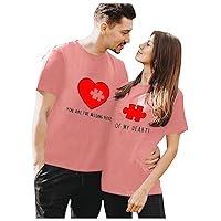 His and Her Shirts for Couples Set Valentines Day Mock Neck Short Sleeve Shirt Holiday Couples Matching Shirts