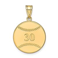 14k Yellow Gold Baseball Customize Personalize Engravable Charm Pendant Jewelry Gifts For Women or Men (Length 0.72