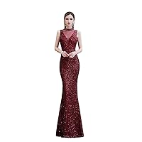 Burgundy/Sliver/Green Mermaid Bling Bling Sequined Prom Birthday Party Dress Evening Shower Pageant Celebrity Gown