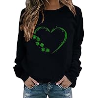 St.Patrick's Day Sweatshirt for Women Clover Graphic Long Sleeve Pullover Top Casual Crew Neck Shamrock Holiday Shirts