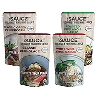 Le Sauce & Co. Best Summer Grilling Bundle (8-pack), Classic Demi Glace, White Wine Lemon Garlic, Classic Green Peppercorn, Roasted Poblano & Garlic