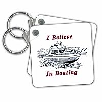 3dRose Key Chains Image of I Believe In Boating With Boat (kc-240755-1)