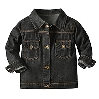 IMEKIS Toddler Baby Denim Jackets Button Down Jeans Coat Ripped Hooded Top Fall Cowboy Outwear Clothes for Kids Girls Boys