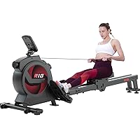 SNODE Rowing Machine for Home Use with 16 Level Resistance, Sturdy Rower Machine with LCD Monitor, Ergonomic Seat, Dual Rail, 350lb Weight Capacity