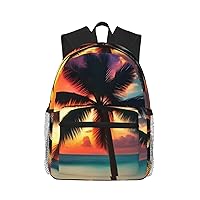 Lightweight Laptop Backpack,Casual Daypack Travel Backpack Bookbag Work Bag for Men and Women-Tropical Beach Palm Tree Sunset