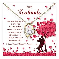 To My Soulmate Necklace For Women, Soulmate Jewelry Gift For Birthday Surprise, Show Your Love With Romantic Necklace For Her, Forever Love Necklace Gift With Lovely Message Card And Luxurious Box