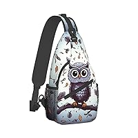 Sling Bag for Women Men Crossbody Bag Small Sling Backpack Owl Tree Branches Chest Bag Hiking Daypack