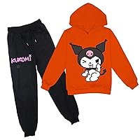 ENDOH Kids 2 Piece Hoodie Outfits-Graphic Print Hooded Tops+Sweatpants,Loose Casual Sweatshirt for Child(2-14Y)