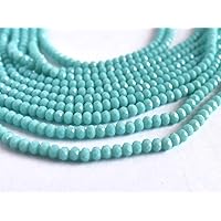 Sea Blue Opaque Tyre/Rondelle Faceted Crystal Beads (8 mm) (5 Strings) for – Jewellery Making, Beading, Embroidery, Art and Craft