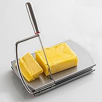 Cheese Slicer Cutter, Stainless Steel Cheese Cutter Board with Blade for Block Cheese, Vegetables, Butter, Sausages, Bread
