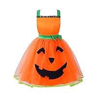 Girls Halloween Costumes Sleeveless Pumpkin Tutu Dress Princess Bithday Party Dress Pumpkin Ghost Fancy Dress Up