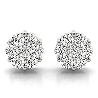 1/2 Carat TW Diamond Flower Cluster Stud Earrings in 14K White Gold