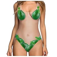 Bathing Suit for Women, Ladies Sexy High Neck Swimsuit Funny 3D Fake Breast Hairy Underwire Suits, S XXL
