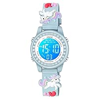 Kids Watches 3D Cartoon Waterproof 7 Color Lights Toddler Wrist Digital Watch with Alarm Stopwatch for 3-10 Year Girls Little Child