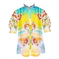 Johnny Was Women's Tiedyer Leila Multi Color Blouse Short Sleeves