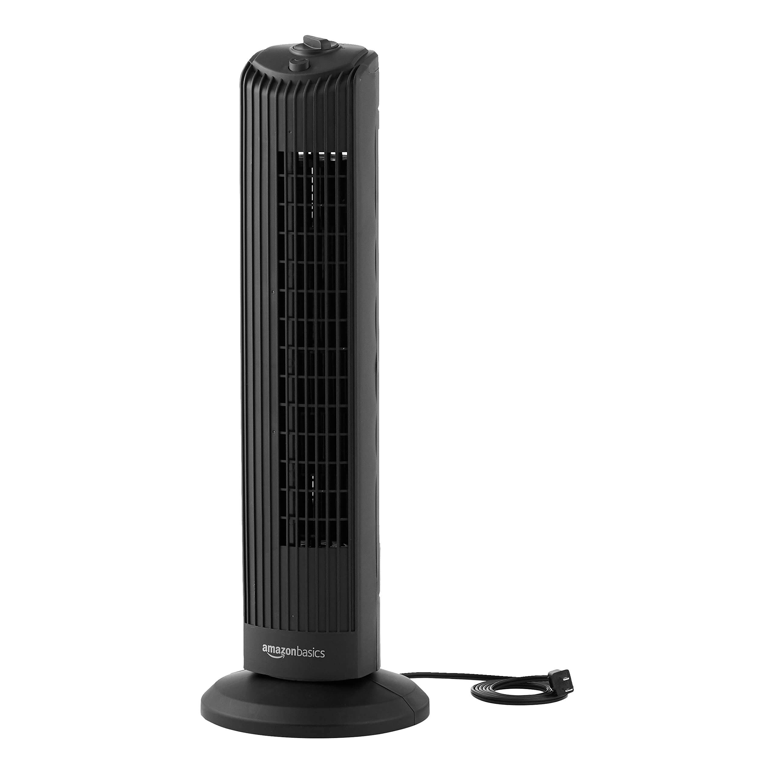 Amazon Basics Manual 3 Speed Oscillating Tower Fan with Mechanical Control, 28 Inch, Black